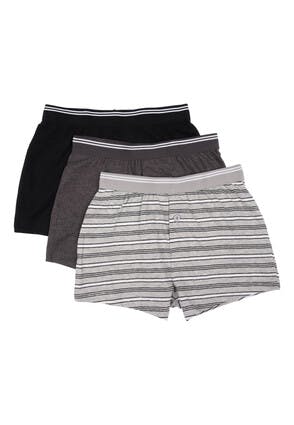 Boys 3pk Grey and Black Loose Fit Boxers