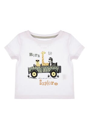 Baby Boys White Jungle Truck T-shirt