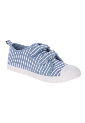 Younger Girls Blue Stripe Canvas Trainers