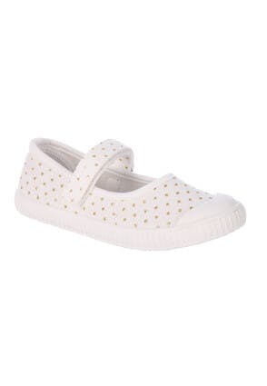 Younger Girls White Spot Canvas Shoes