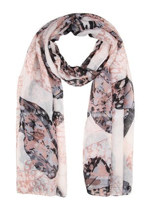 Womens Cream Butterfly Print Scarf