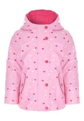 Younger Girls Pink Heart Rubber Coat