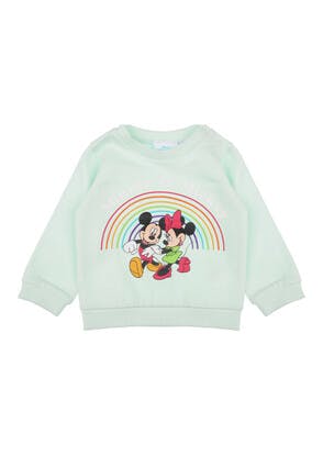 Baby Girls Green Mickey and Minnie Sweater
