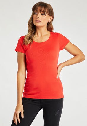 Womens Red Short Sleeve T-Shirt