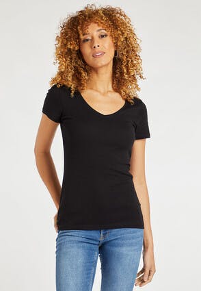 Womens Black V-Neck T-Shirt