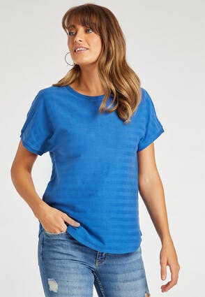 Womens Blue Shadow Stripe T-Shirt