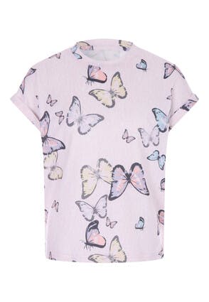 Girls Pink Butterfly Soft Touch Pyjama Top