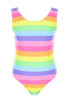 NWT Girls Stripe Shimmer One Piece Swimsuit Size 5/6 