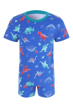 Younger Boys Blue Dino Top and Shorts PJ Set