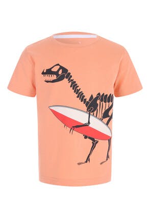 Younger Boys Coral Dinosaur Surfer T-Shirt