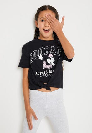 Older Girls Minnie Mouse Black Tie Front T-shirt