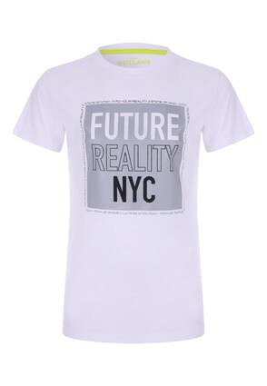 Older Boys White Reflective Logo T-Shirt