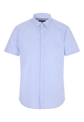 Mens Blue Dot Short Sleeve Oxford Shirt