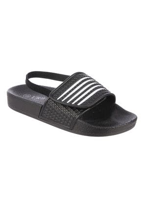 Younger Boys Black Sliders with Strap
