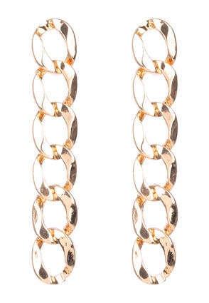 Womens Gold Chain Drop Earrings
