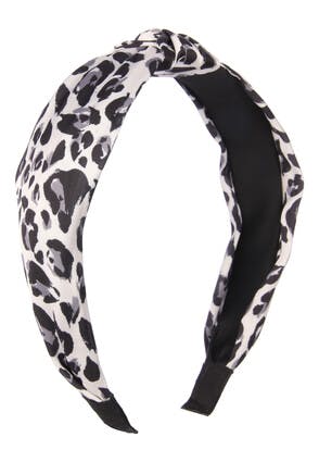 Womens White Leopard Print Headband