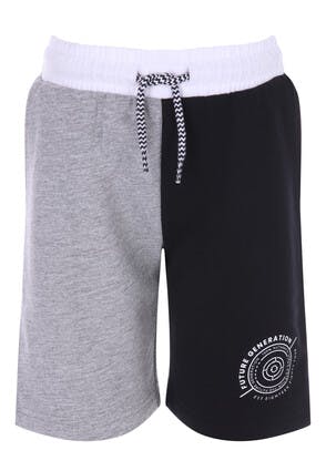 Older Boys Black and Grey Spliced Shorts