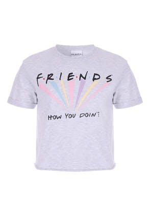 Older Girls Grey Friends Slogan T-Shirt