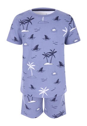 Younger Boys Blue Shark Top and Shorts Set