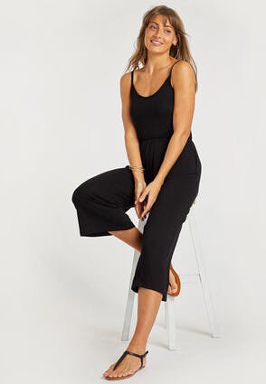 Womens Black Strappy Jumpsuit