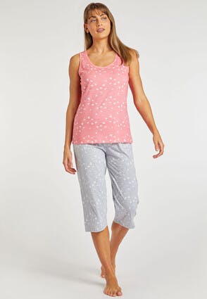 Womens Coral Vest Pyjama Set