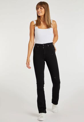 Womens Black Daisy Premium Bootcut Jeans