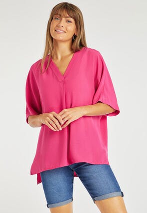Womens Pink Overhead Blouse