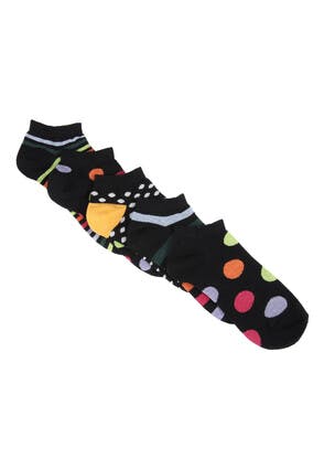Womens 5pk Black Spot Trainer Socks