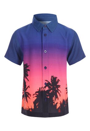 Younger Boys Ombre Palm Short Sleeve Shirt