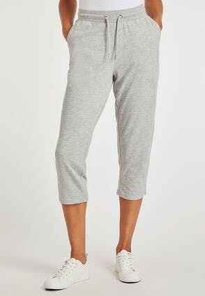 Womens Grey Cropped Joggers