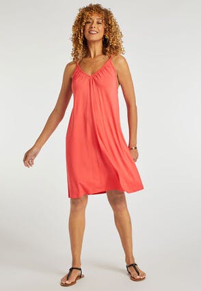 Womens Pink Strappy Beach Dress