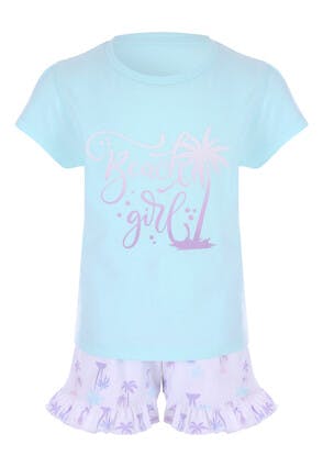 Younger Girls Blue Beach Girl Pyjama Set