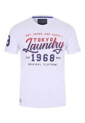 Mens White Tokyo Laundry 1968 T-shirt