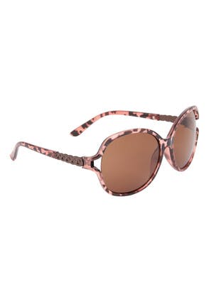 Womens Brown Tortoiseshell Chain Arm Sunglasses