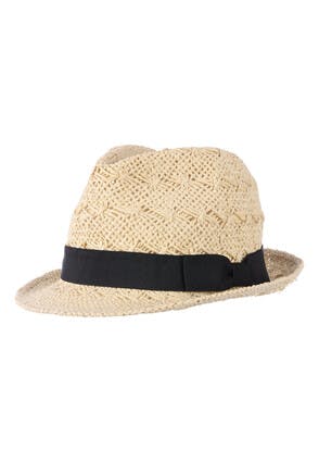 Womens Natural Straw Trilby Hat