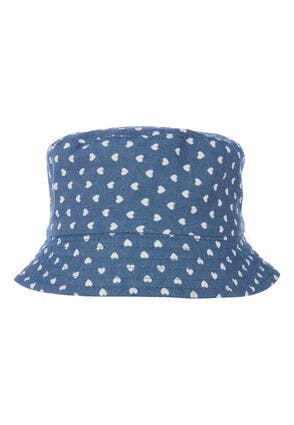 Younger Girls Blue Hearts Bucket Hat