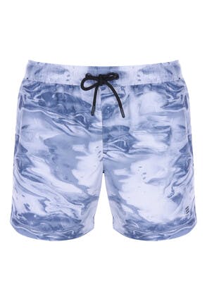 Mens Grey Marbe Print Swim Shorts