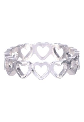 Womens Silver Hearts Ring