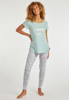 Womens Sage Bird Print Pyjama Set