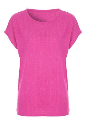 Womens Pink Textured T-Shirt