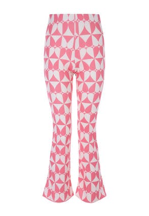 Older Girls Pink Heart Print Boot-Cut Trousers