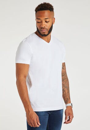 Mens White V-Neck T-Shirt
