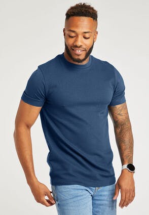Mens Teal Textured Front T-Shirt
