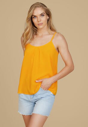 Womens Orange Relaxed Fit Cami Top