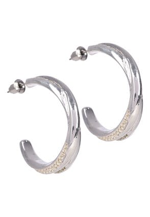 Womens Silver Twisted Diamante Earrings