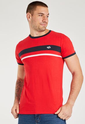 Mens Red Le Shark Stripe T-Shirt