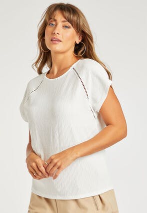 Womens White Seam Detail T-Shirt