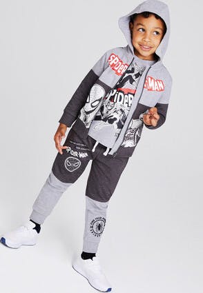 Younger Boys Grey Spider-Man Hoody