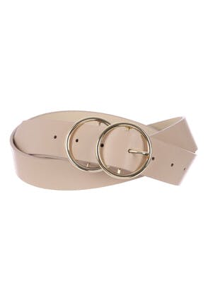 Womens Nude Double Circle Buckle Belt