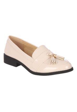 Womens Nude Patent Loafers
